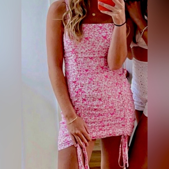 skylar and madison pink dress Skylar + Madison Pink Floral Front Slit Mini Dress Womens Size: S